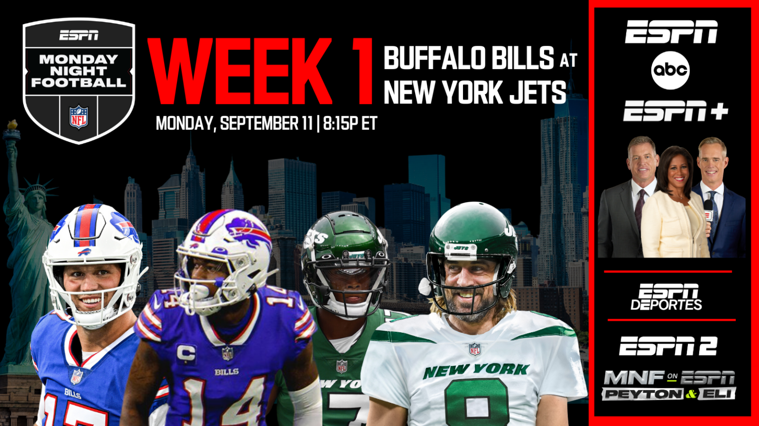 Monday Night Football 2023 Schedule on ABC Watch Buffalo Bills New