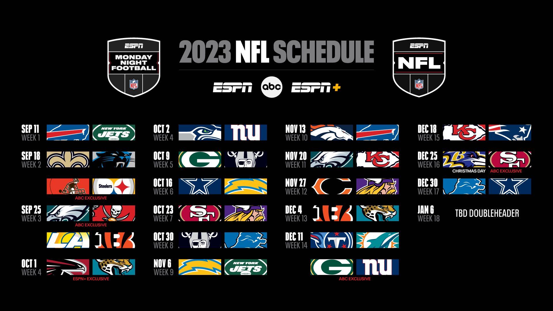 Monday Night Football 2023 Schedule On ABC Watch Cincinnati Bengals 